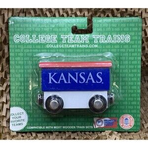 KANSAS UNIVERSITY KU COLLEGE TEAM TRAINS * NEW IN PACKAGE * WOODEN TRAIN BIG JAY